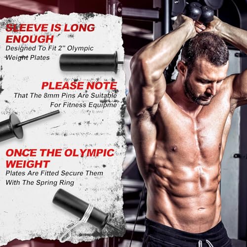 AHTAPFON Weight Stack Pin with 1 x Spring Collar,Weight Extender Pin,Fits Add 2" Weight Plates for Cable Machine,Fitness Equipment for Home Gym - size: 8×80mm-150mm-Rod