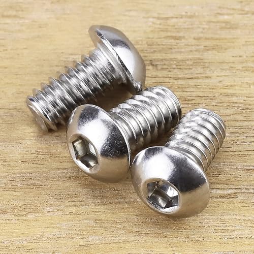 1/4-20 x 3/8" Button Head Socket Cap Bolts Screws, 304 Stainless Steel 18-8, Allen Hex Drive, Bright Finish, Fully Machine Thread, Pack of 25 - size: 1/4-20 x 3/8