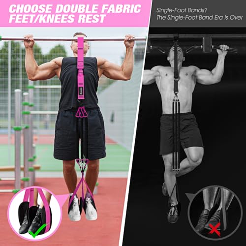 Pull Up Assistance Bands, Resistance Bands for Pull Up Bar Workout, Adjustable Heavy Duty Pull Up Assist Equipment with 4 Assistance Bands, Home Gym Fitness Exercise Strength Training - color: Red