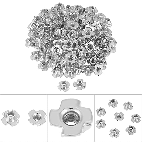 T Nuts zinc Plated Steel, 100PCS Rock Climbing Holds T Nuts Four Pronged Tee Nuts for Furniture Cabinets and Rock Climbing Holds (M8) - size: M8