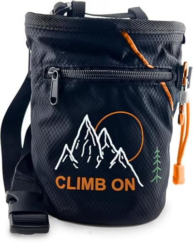 Chalk Bag + Ball for Rock Climbing, Bouldering, Top Rope | Climb On - style: Chalk Bag (Orange)