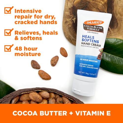 Palmer's Cocoa Butter Hand Cream Formula for Dry, Cracked Skin (3.4 Oz) | Intensive Repair for Dry, Cracked Hands, Relieves, Heals, and Softens Rough Skin, 48hr Moisture, Travel Size Hand Lotion - size: 3.4 Ounce (Pack of 1)