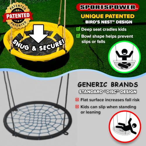 Sportspower Taylor 700lbs Galvanized Metal Swing Set for Kids for Backyard & Outdoors with Teeter-Totter, Saucer & Standing Swings, & 5ft Slide, 7.55' D × 13.88' W × 6.07' H, Bonus Anchor Kit