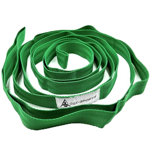 Stretching Strap Yoga Strap with Loops, Stretch Straps for Physical Therapy, Non-Elastic Exercise Strap for Pilates, Dance and Gymnastics with Workout Guide - color: Dark Green