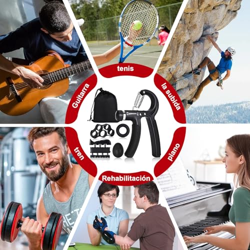 Hand Grip Strengthener,Grip Strength Trainer,22-132 Lbs Adjustable Resistance Forearm Exerciser Workout for Rehabilitation Athletes Climbers Musicians - color: black 5 pack