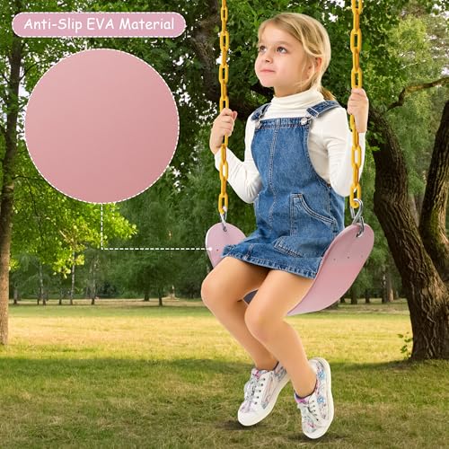 Sunnyglade 2PCS Swings Seats Heavy Duty with 66" Chain, Playground Swing Set Accessories Replacement with Snap Hooks, Support 250lb (2, Pastel Pink) - color: pastel Pink