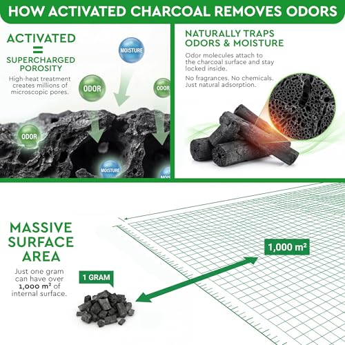 Activated Charcoal Shoe Odor Elimination Bags. Remove Strong Odors in Car, Closet, Basement. 6 Activated Charcoal Bags Odor Absorbers for Home. Bamboo Charcoals Air Purifying Bag Charcoals Deodorizer