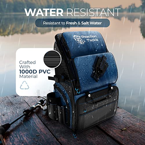 Reaction Tackle Saltwater Fishing Tackle Bags, Water Resistant 1000D PVC Tackle Box Bag with Removable Dividers, Fits 3600 and 3700 Trays, Backpack - size: Backpack