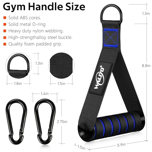 Exercise Handles, Cable Machine Handles for Gym Cable Attachments Training | 2 Pack Heavy Duty Handle with Non Slip Grip for Cable Machines, Pull Down Workouts, Resistance Bands and Home Gym Equipment - color: Black-Blue