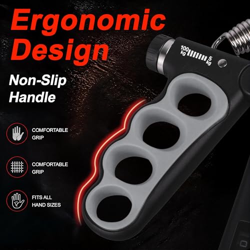 Grip Strength Trainer, Adjustable Resistance Hand Exerciser 11-220Lbs(5-100Kg), Hand Gripper Strengthener for Forearm Workout, 2 Pcs - color: Gray