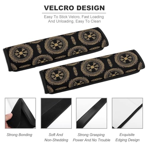 Universal Soft and Comfortable Seat Belt Cover for Adult Use, Stroller Pushchair High Chair, 2 Pack Viking Design Magical Runic Compass Shoulder Harness Cover - color: Pattern 39