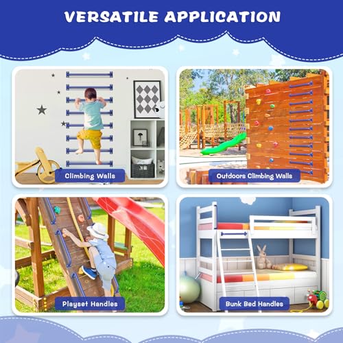 SELEWARE 30" Blue Playground Ladder Handle Metal Playset Handles Grab Bars | 500LB 2Pcs Heavy Duty Steel Kids Playground Handles for Indoor/Outdoor Ladder Handrail Swing Set Treehouse Rock Climbing Wall - color: D: 30"-2 Pcs-blue