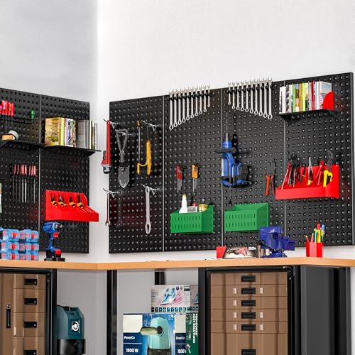 EVERHANGER Metal Pegboard Panels 24" x 12", Heavy Duty Steel Peg Boards for Garage, Pegboard Wall Organizer for Tool Storage and Organization, Black, 6 Pack - size: 6 Pack 24" x 12"