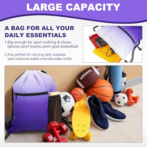HOLYLUCK Men & Women Outdoor Sport Gym Sack Waterproof Drawstring Backpack Bag (Standard with drawstring, Gradient Purple) - color: Gradient Purple, style: Standard With Drawstring