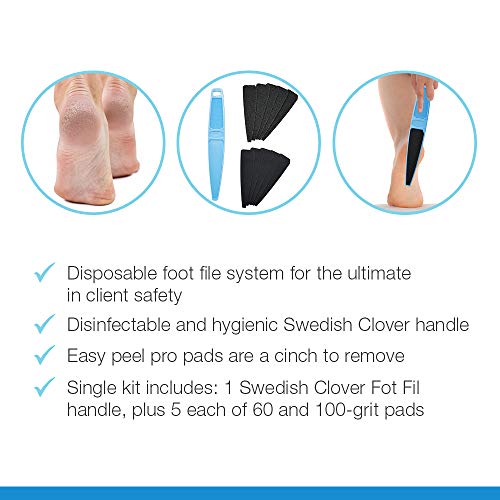 Flowery Swedish Clover Foot File Disposable Pad Kit, Great for Dry Cracked Feet, Refines Calluses - color: Blue Kit
