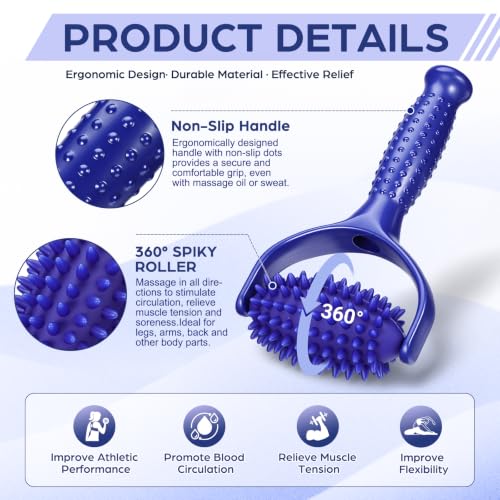 Lurrose Handheld Spiky Massage Ball Roller for Deep Tissue Release | Myofascial Release, Fascia Release Tool for Neck, Back, Leg & Deep Tissue Massage, Body Relaxation, Muscle Pain Relief
