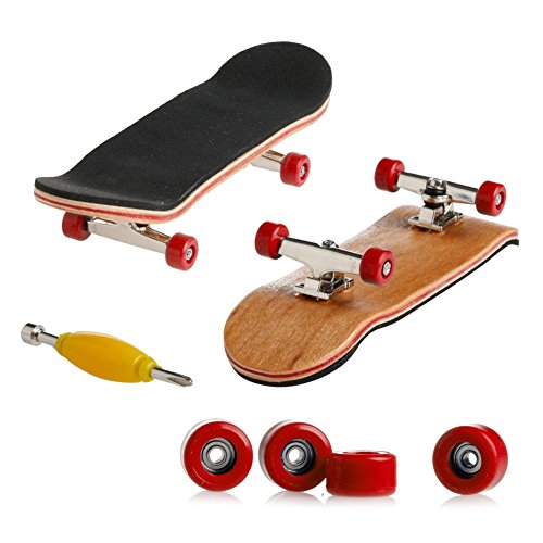 Professional Mini Maple Wooden Fingerboards, 1 Pack (Red) | 1Set Finger Skateboards, 5 Layers Maple Panel Mini Skateboards for Fingers, Fingerboard for Kids Brithday Gift - color: Red