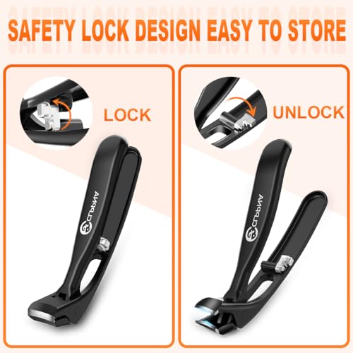 Toenail Clippers for Seniors, 2026 Upgrade Angled Head Nail Clippers for Men with Catcher, CLPPNA Ergonomic Toenails Clipper for Thick Toenails Long Handle, Sharp Wide Jaw Fingernail Clippers Adult - style: 3PCS(2025 Angled Black ）