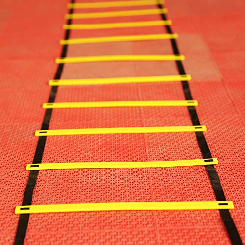 Training Ladder Nylon Rope PP Rope Adjustable Spacing Speed Footwork Practice Equipment (8m / 26.25ft 16 Rung)