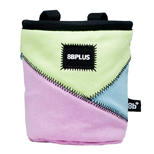 8BPLUS PROBAG - Chalk Bag for Climbing & Bouldering - Belt, Carabiner and Giftbox Included - Wide Opening - Brush Holders for Left & Right Handers - style: PINK PASTEL