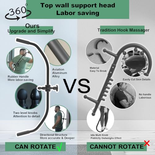 Strict Trigger Point Massage Cane Back and Neck Massager for Muscle Pain Relief and Self-Massage Therapy ，Handheld Back, Neck, Shoulder, Leg ，Foot， Full Body Deep Tissue Pressure Point Tool （ Black）