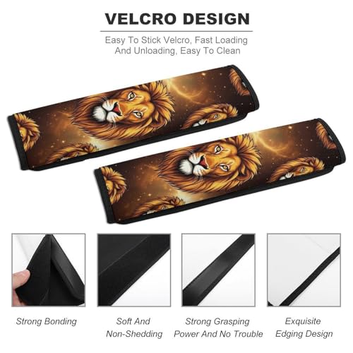 2 Piece Soft Padded Car Seat Belt Pad for Elderly Support, Stroller Pushchair High Chair, Gold Galaxy Lion Shoulder Harness Cover, Shock Absorption - color: Pattern 389