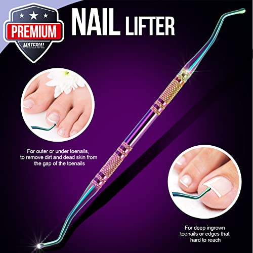 FANDAMEI Cuticle Kit, 4 PCS Nail Care Kit, Manicure Pedicure Tools, Nail Cuticle Nippers, Ingrown Toenail Tools Kit, Toenail File and Lifters Stainless Steel, Nail Lifter, Nail Cuticle Pusher - color: Colorful