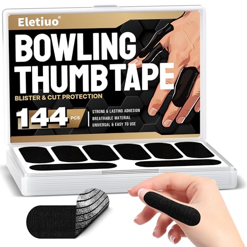 ELETIUO 144 PCS Bowling Thumb Tape & Finger Tape for Bowlers,Elastic Protective Tape with Portable Box,Bowling Accessories for Men&Women,Thumb Protection for Ball Grip, Sport Supplies for Exercise