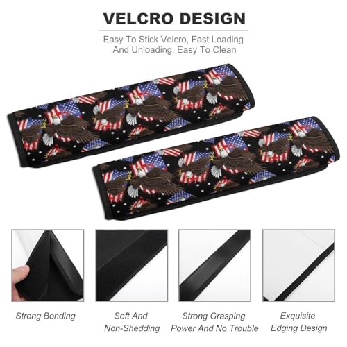2 Pack American Flag Eagle USA Independence Day Car Seat Belt Pad Breathable Shoulder Harness Cover for Adult Use, Stroller Pushchair High Chair, Pressure Relief - color: Pattern 22