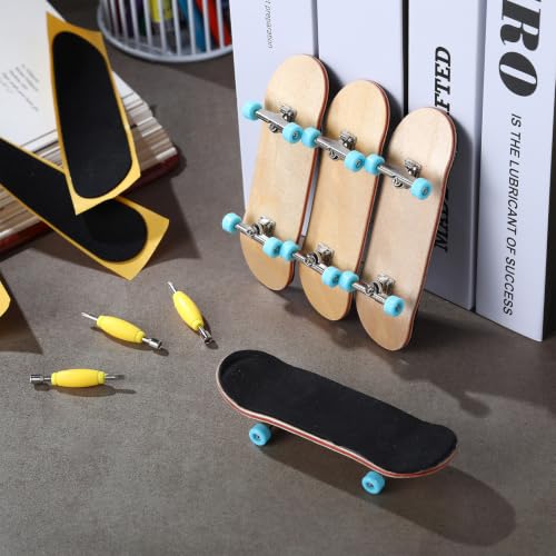 4 Set Professional Fingerboard Mini Finger Skateboard | Maple Wooden Fingerboard Creative Tech Deck with Bearing Wheels for Adults Play Relaxation Gifts Desktop Decor