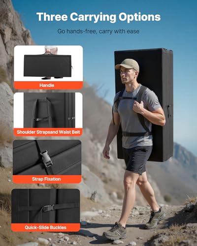 VEVOR Bouldering Crash Pad, Bi-Fold Rock Climbing Crash Pad with Adjustable Backpack Straps and Handle, Foldable Lightweight for Indoor Bouldering & Outdoor Climbing - size: 67.3 x 48.0 x 5.1 in / 1710 x 1220 x 130 mm
