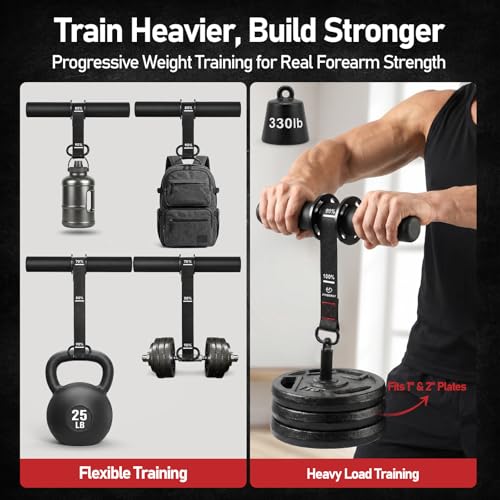 FitBeast Wrist Roller Forearm Strengthener with Grip Trainer & Loading Pin | Thicker Handles, Adjustable Resistance Grip Strength Trainer, Loading Pin Fits 1" and 2" Plates for Grip and Wrist Training