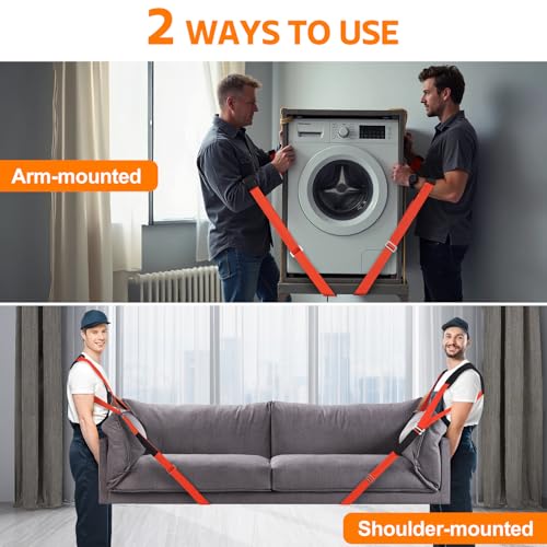 Moving Straps for Lifting Heavy Furniture: 2-Person Lifting & Moving System | High-density nylon, padded shoulders and adjustable buckles support up to 800 lb for appliances, mattresses and bulky items
