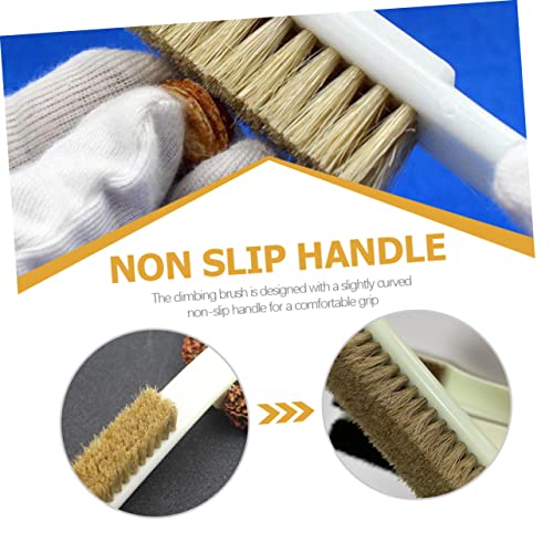 2pcs Walnut Stone Cleaning Brush for Climbing Rocks Boars Hair Brush Handle for Outdoor Climbing