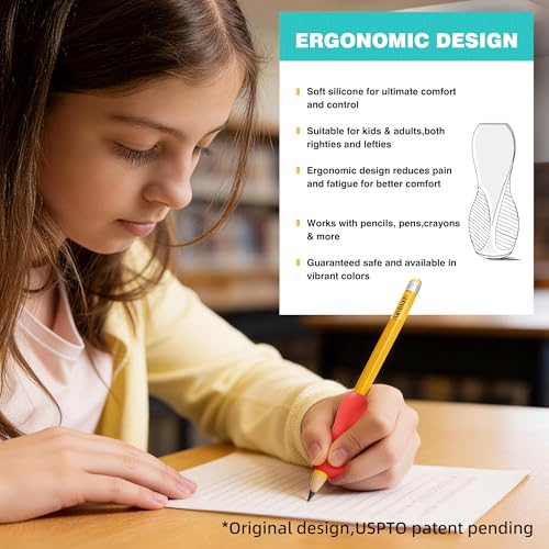 ELETIUO 6-Pack Pencil Grips,Ergonomic Triangular Design with Guiding Grooves Corrects Grip,Soft Silicone & Non-Slip Texture,Universal Fit for Kids&Adults Left/Right Handed Writing,Drawing
