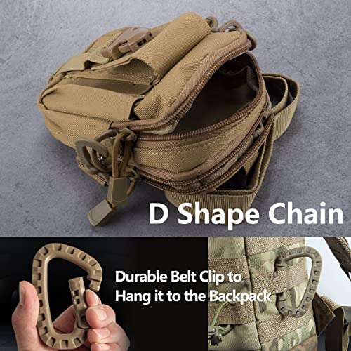 ofone Small Tactical Molle Pouch, Military Waist Pouch EDC with Smartphone Holster Holder Utility Gadget Belt Bag for Outdoor - color: Khaki