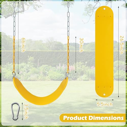 Sunnyglade 2PCS Swings Seats Heavy Duty with 66" Chain Support 250lb Yellow | Playground Outdoor Swing Seat Replacement with Snap Hooks, Coated Chains, Soft Eva Seat, Non-Slip Design & 250 Lb Capacity - color: Yellow