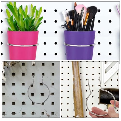 12Pcs Silver Metal Pegboard Hooks Double Wire Cup Holder Peg Hooks for Garage Shop Storage and Wall Hanging Board Organization