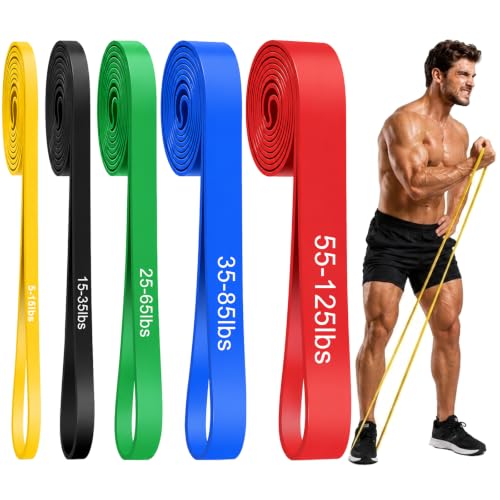 5-Level Resistance Bands,5-125LBS Workout Bands for Exercise | Pull-Up Assist Bands,Physical Therapy & Stretching – Multiple Resistance Levels for Home Gym & All Fitness Goals