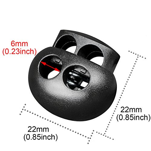 DYZD Plastic Cord Lock End Toggle Double Hole Spring Stopper Fastener Slider Toggles End (Black,10 PCS) - color: Black