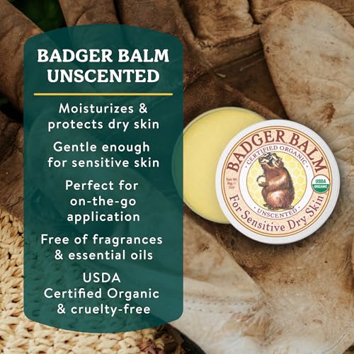 Badger Balm Unscented, 100% Organic Olive Oil & Beeswax, Fragrance Free Hand Cream, Long Lasting Sensitive Skin Moisturizer, 2 oz Tin, 2-Pack - size: 2 Ounce (Pack of 2)