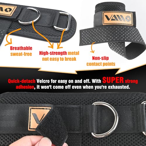 VAIIO 2Pcs Adjustable Weight Lifting Straps with D Ring Non-Slip Dot Design | Wrist Support, 7mm Neoprene, Padded, Breathable Mesh, Quick-Detach, Hook-Loop, Reinforced, Polyester-Cotton, Unisex