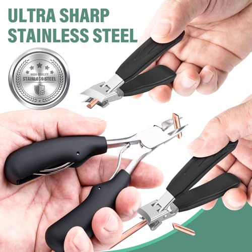 Upgrade Large Toenail Clippers for Thick Nails for Seniors Non-Slip Long Handle, Slanted Eagle Beak Angled Nail Clippers, Wide-Mouth Splash-Proof Curved Precision Ingrown Nail Cutter for Men Women - style: Modern