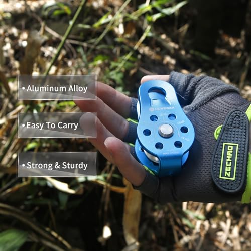 NewDoar Fixed Plate Micro Pulley,28KN CE Certified General Purpose Small Aluminum Rope Pulleys for Climbing/Aloft Work/Rappelling/Rescue Etc - color: One Unit (28KN Pulley Blue)