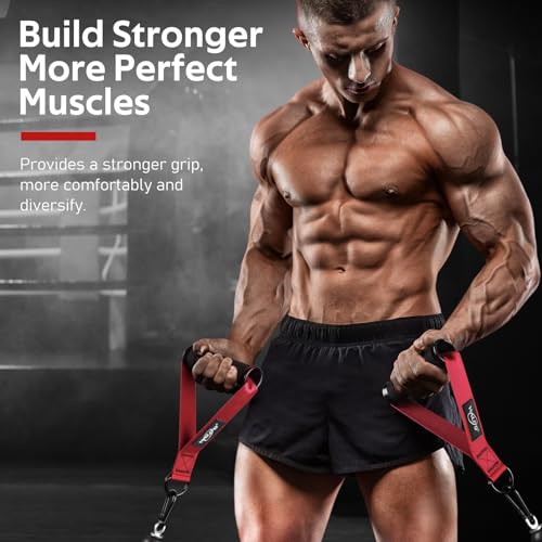 Exercise Handles, Cable Machine Handles for Gym Cable Attachments Training | 2 Pack Heavy Duty Handle with Non Slip Grip for Cable Machines, Pull Down Workouts, Resistance Bands and Home Gym Equipment - color: Red