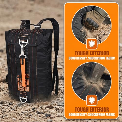Military Tactical Backpack with Parachute Buckles, Nylon Daypack | Built for men and women for travel, outdoor hiking, camping, trekking, climbing, college, and daily carry - color: Black