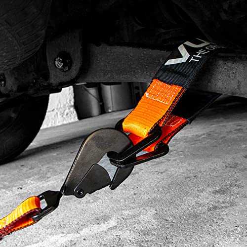 VULCAN Car Tie Down Axle Strap with Wear Pad - 2 Inch x 22 Inch - 4 Pack - PROSeries - 3,300 Pound Safe Working Load - size: 2" x 22" ProSeries Orange (4 Pack)