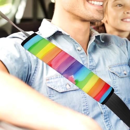 Universal Fit LGBTQ Colorful Rainbow Seat Belt Shoulder Pad for Adult Use, Most Cars, 1 Pair Harness Pads Strap Anti-Slip Pad - color: Pattern 53