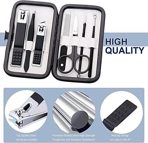 Aceoce Nail Clippers Set Professional Manicure Set Grooming Kits Nail Kit | Stainless Steel Finger and Toe Nail Clippers Travel Manicure Pedicure Kit Nail Care Kit Personal Care Tools Gifts for Men - color: Black and White
