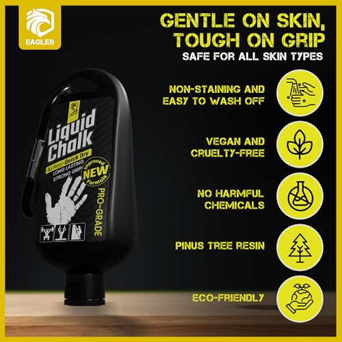 EAGLES Pro Grade Gym Liquid Chalk 60, 120 or 280ml Mess-Free Chalk for Weightlifting, Gymnastics Rock Climbing, Pole Grip, Sports Dries in Seconds - Sweat-Resistant and Long Lasting - style: 60ml